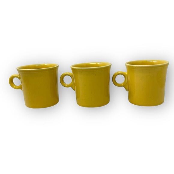 Lot of 6 Fiesta Fiestaware O-Ring Handle Coffee Mugs HLC USA Sunflower Yellow - Picture 4 of 10